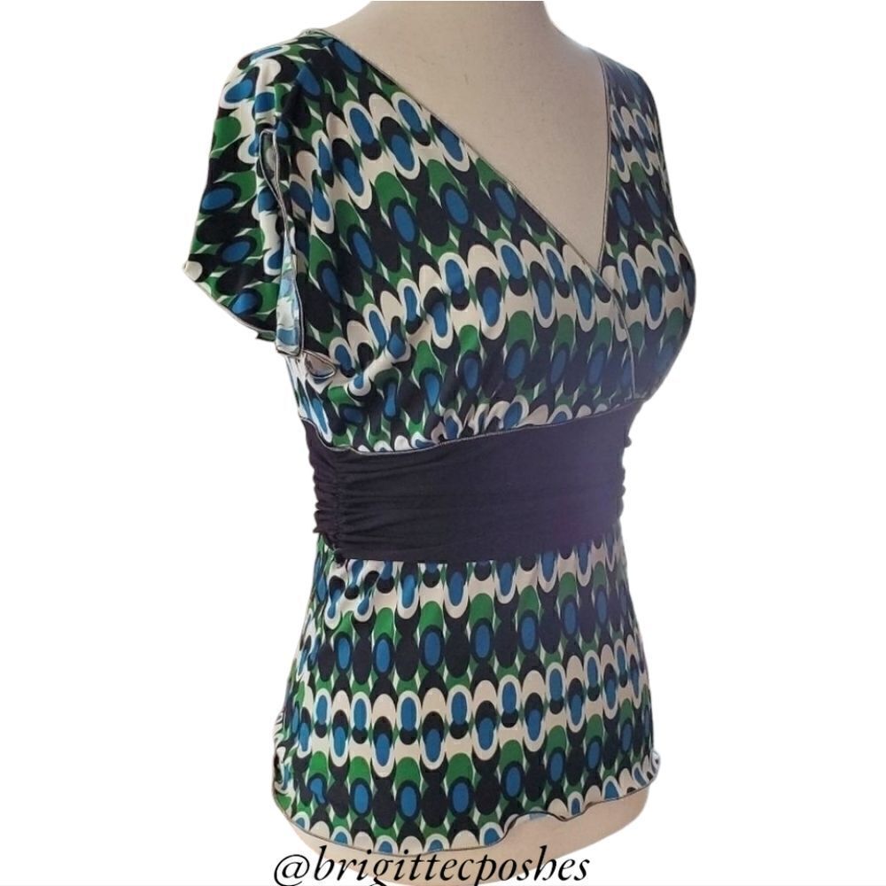 Max Studio Blue Green Sleeveless V-Neck Top Size X-small - Picture 2 of 8